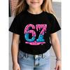 Summer Girls Kids Summer ShortSleeve TShirt  67 Stylish Comfortable Round Neck TShirt Cute Childrens Birthday Gift Pink Tops