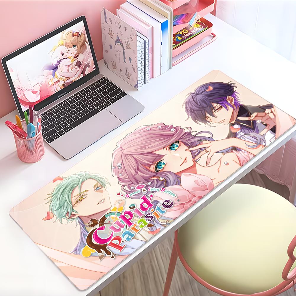 Sweet Romantic Anime Ccupid Parasite Mouse Pad Large Thick Desk Pad Stitched Edges Gaming Mouse Mat For Pc