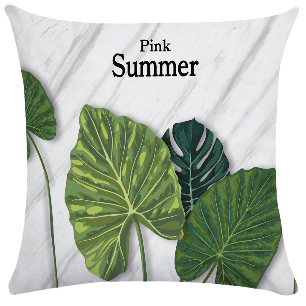 Palm Leaf Outdoor Cushion Cover Nordic Hand-painted Plant Pillowcase Soft Pillowcase Short Plush Pillowcase