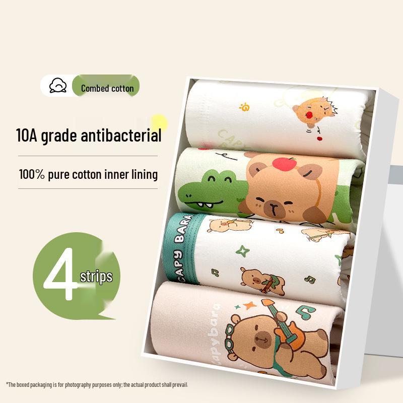 Children's Class A Pure Cotton Boxer Briefs, Antibacterial, 100% Cotton Crotch