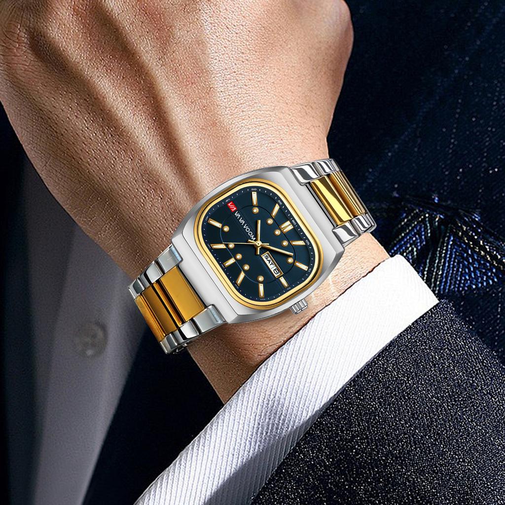 New Men Watches 40mm Square Quartz Movement Analog Diving Series Clock Black Stainless Steel Top Brand Watch for Men