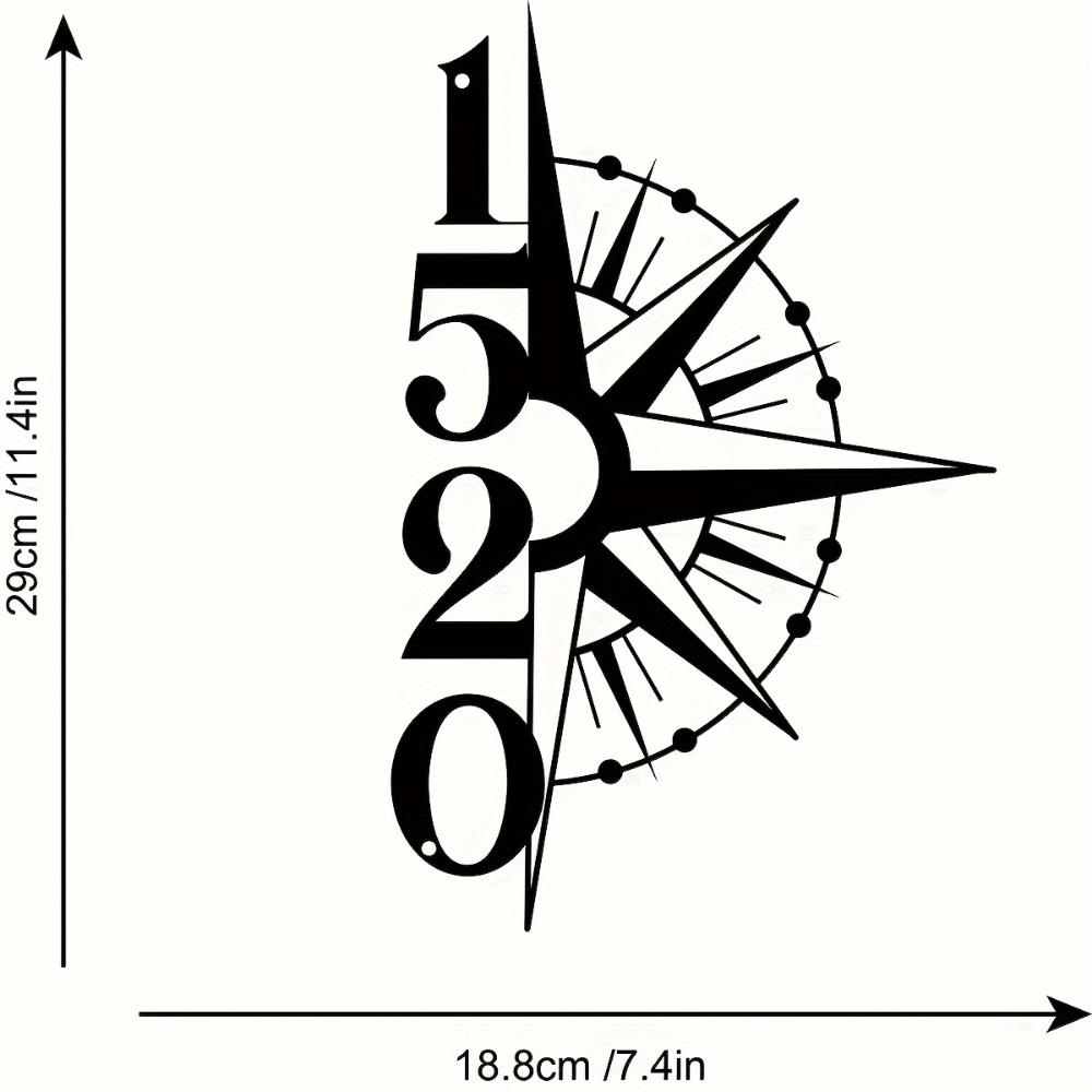 

Unique Vintage Metal Door Sign with Compass Large Vertical Address Plaque for Yard Wall Decor