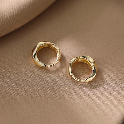 Real 925 Silver Trendy Personality Hoop Earrings for Charm Women Minimalist Fine Jewelry Geometric Accessories