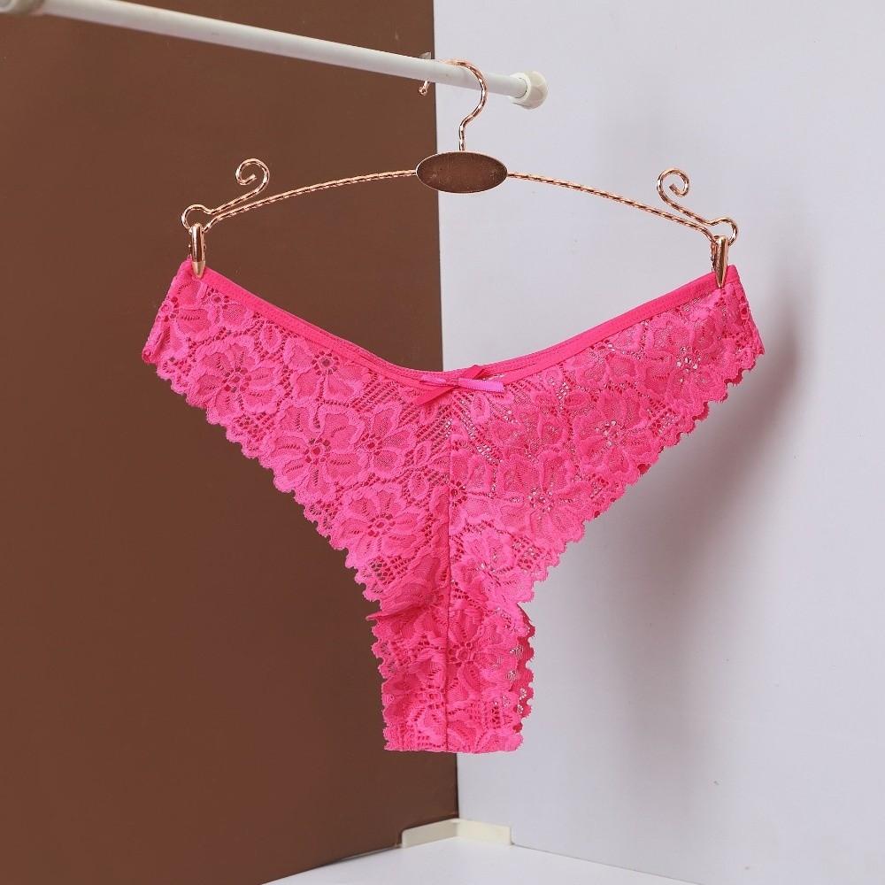 Thin Floral Lace Seamless Panties Bow Thong Flower Underwear for Women Cotton Crotch Transparent Mesh Lace Briefs Daily