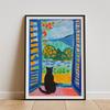 Henri Matisse Plakát s kočkou Barevný Fauvismus Umělecký tisk Moderní nástěnné umění Plakáty Matisse Otevřené okno Plakát Kočka u okna Malba