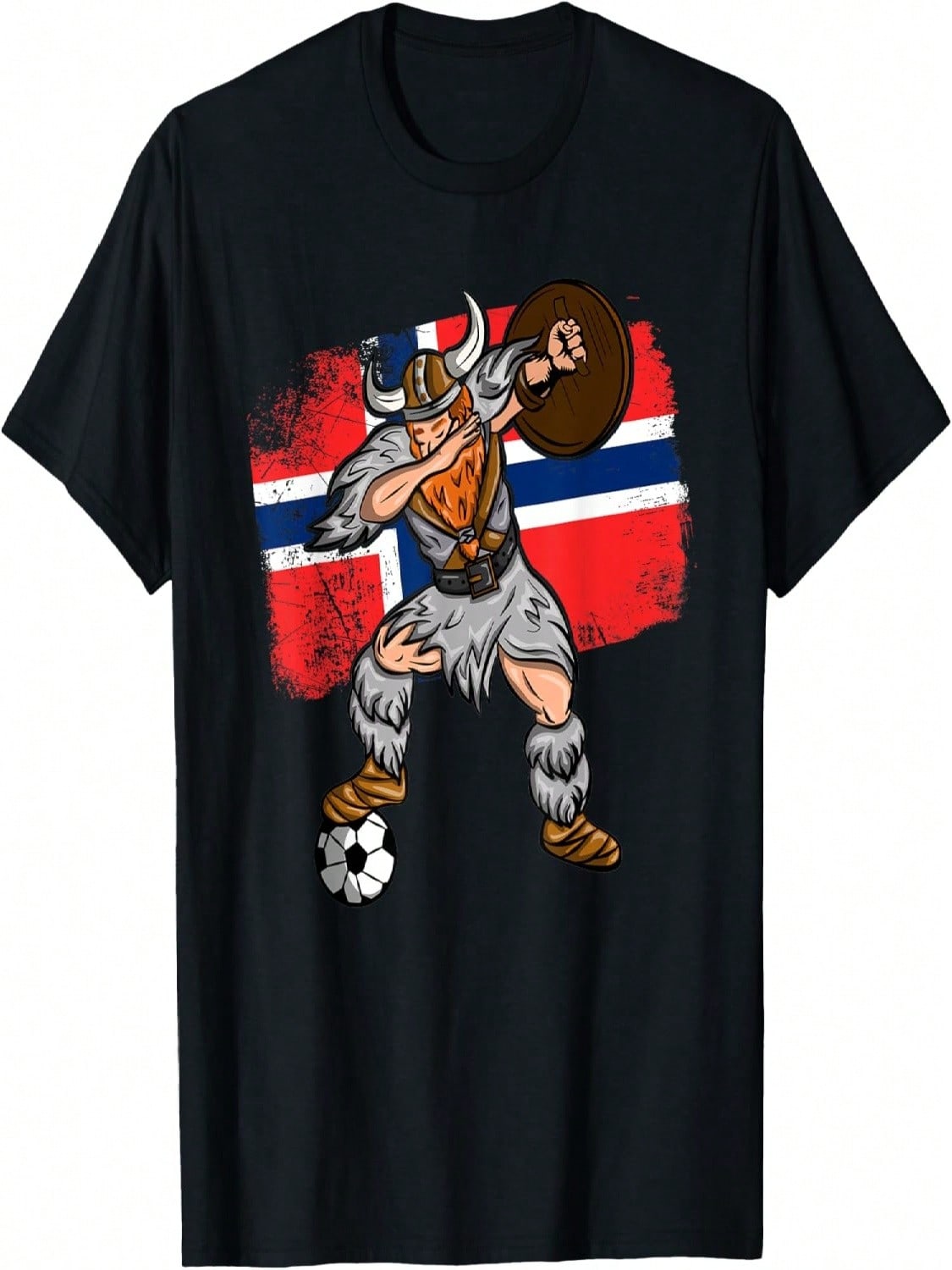 Norway Flag Viking Dabbing Soccer T-Shirt S