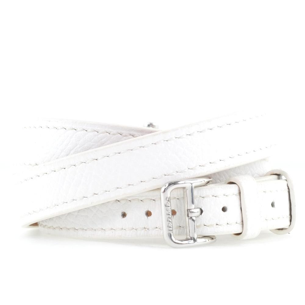HERMES Medor lock Watches ME2.112 Triple Tour White WhiteDial Stainless Steel/leather Quartz Analog display Women Used
