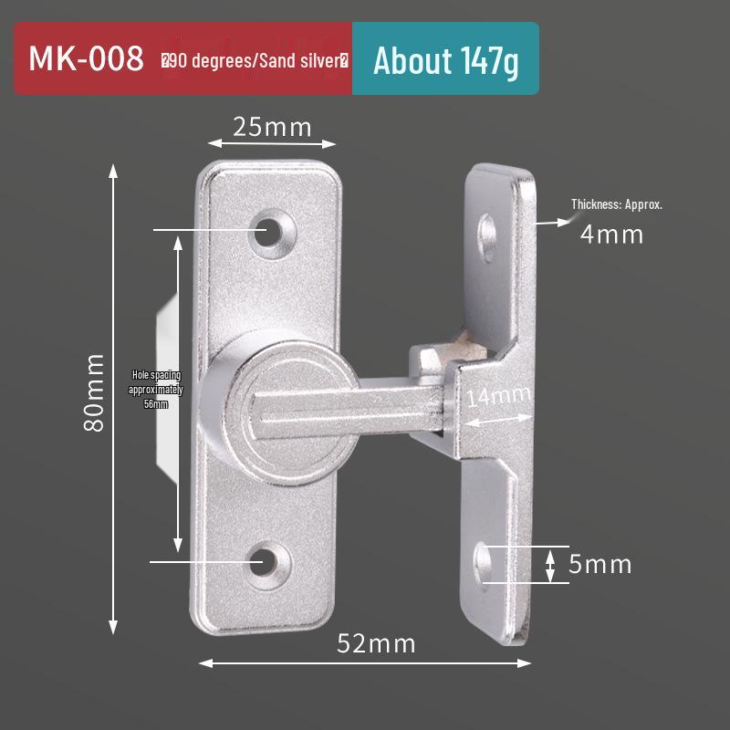 Punch-Free 90° Sliding Door Latch & Lock for Barn, Bathroom, or Toilet Doors