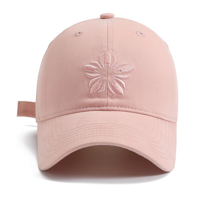 Zhang Yuanying Embroidered Flower Retro Solid Color Baseball Cap Showing the Face Small Versatile Wide Brim Sunshade Simple Cap
