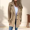 Woolen Coat for Women Mid Length Single Breasted Lapel Long Sleeve Solid Color Commuting Coat with Side Pockets