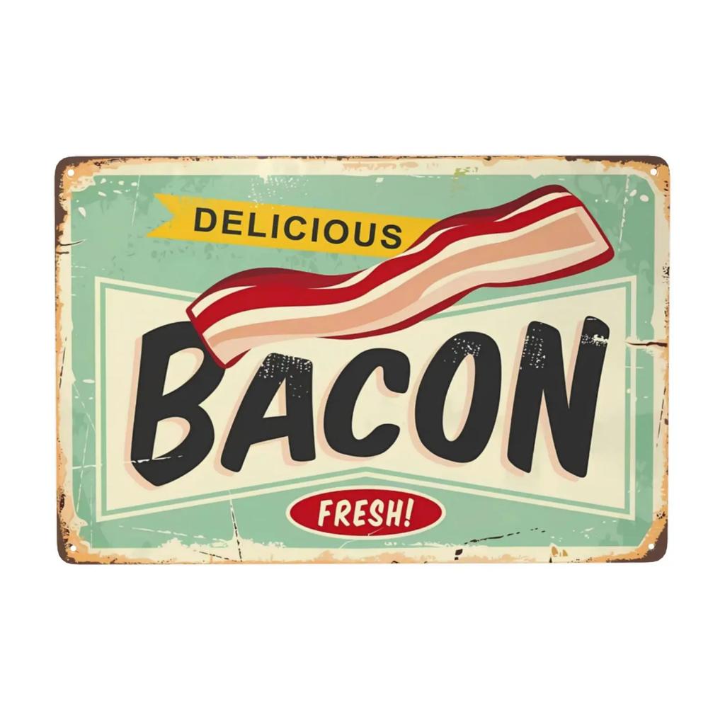 1pc Sandwiches Dlicious Burgers Pizza Hot Dog Fast Food Metal Signs, Retro Wall Decor for Home Kitchen Restaurant Bar 12x8 Inch
