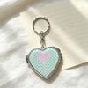 Heart Shaped Mirror Keychain Pastel Patterns Makeup Mirror Pendant Mirror Bag Pendant  Car Keychain