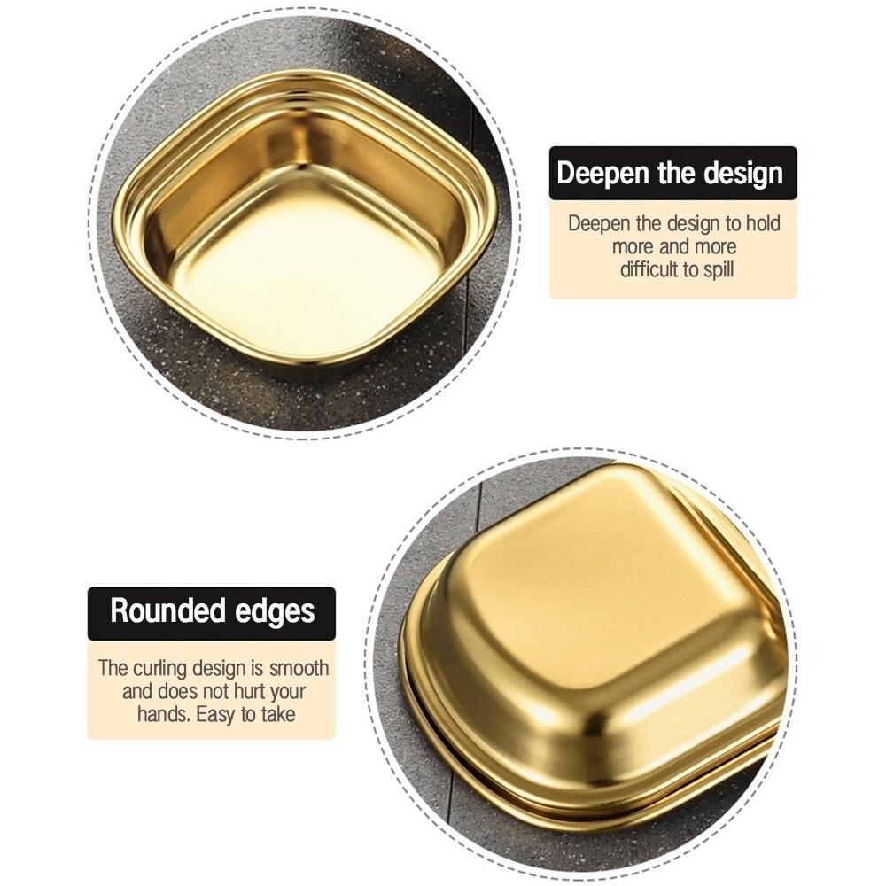 Stainless Steel Seasoning Dish Korean Metal Barbecue Sauce Dipping Dish Plate Kitchen Accessory