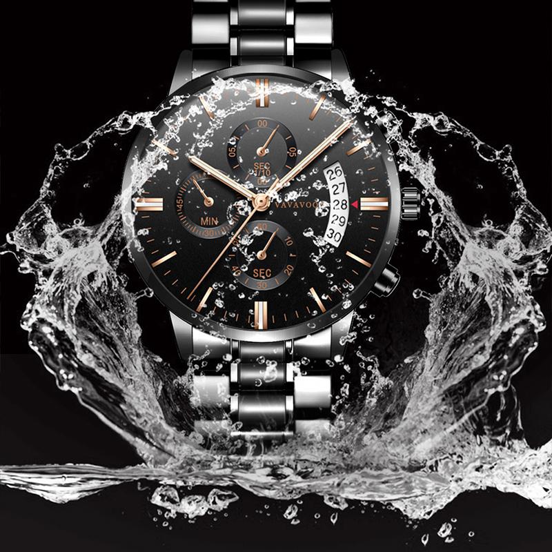 VA VA VOOM Edelstahl Männer Uhren Luxus Top Marke Mode Casual Kleid Quarz Armbanduhr Relogio Masculino Business Kalender Uhren