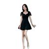 Women's sexy dress summer temperament deep V-neck low-cut waist thin a-word skirt foot bath technician work clothes