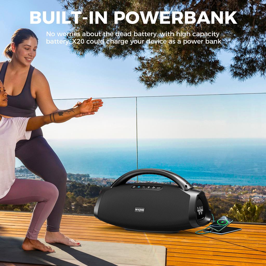 W-KING X20 200W RMS Portable Bluetooth Speakers Massive Bass Party Boombox IPX7 Waterproof Speaker Large Loud Outdoor Speaker