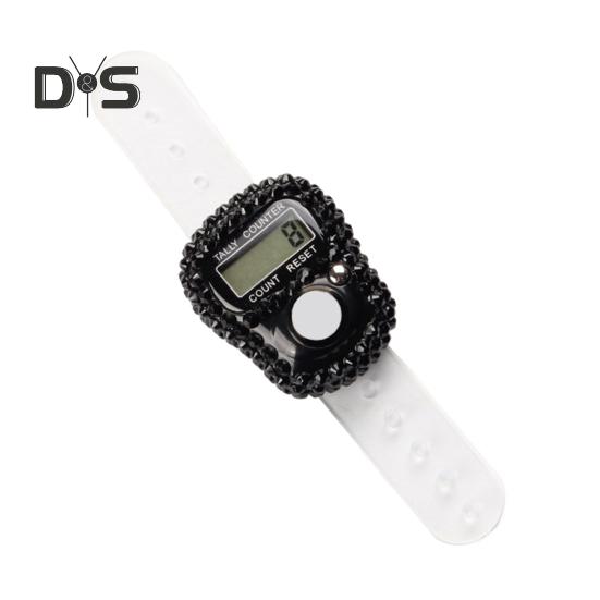 

Электронный счетчик со стразами, портативное легкое ручное счетное кольцо с цифровым ЖК-дисплеем, сбрасываемый мини-счетчик чёрный