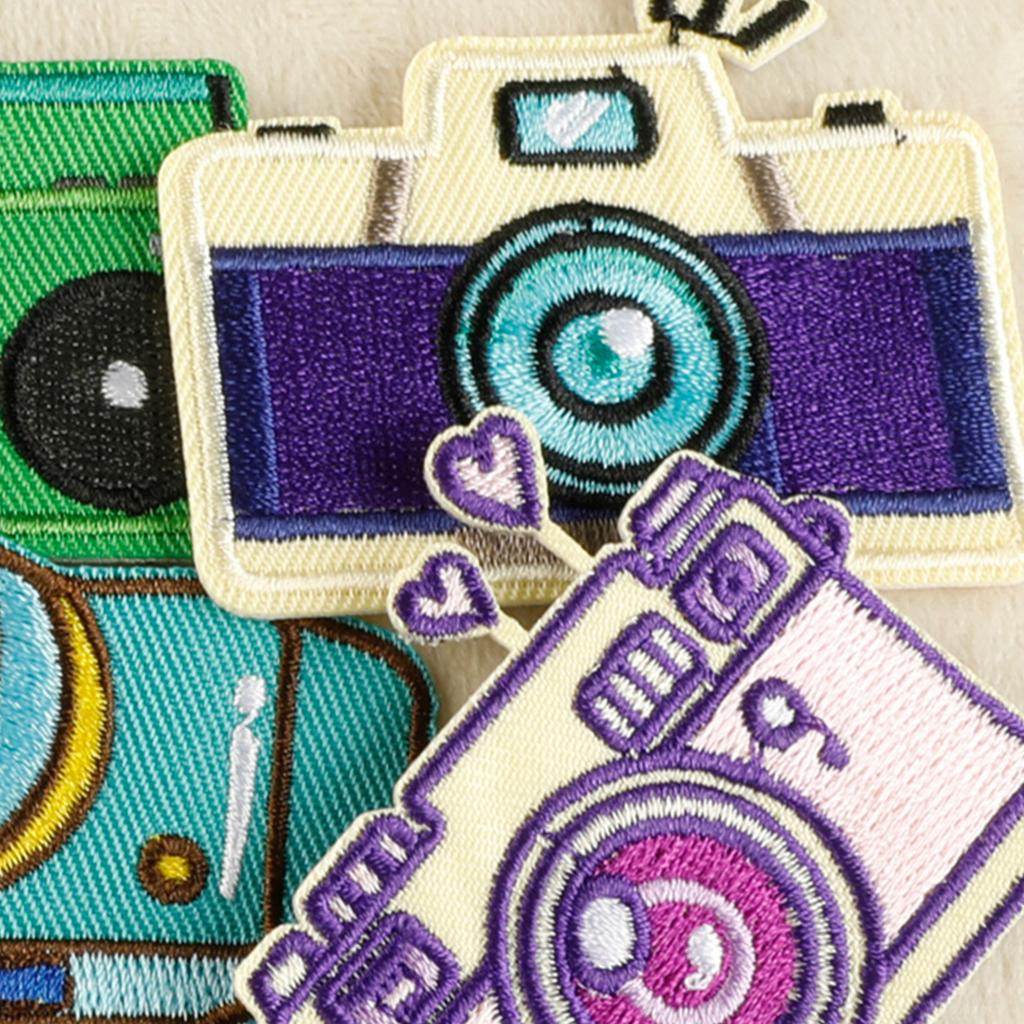 8 Pcs Cartoon Camera Iron On Patches Clothing Patches Colorful Repair Patches Embroidery Patches for Bag Decoration