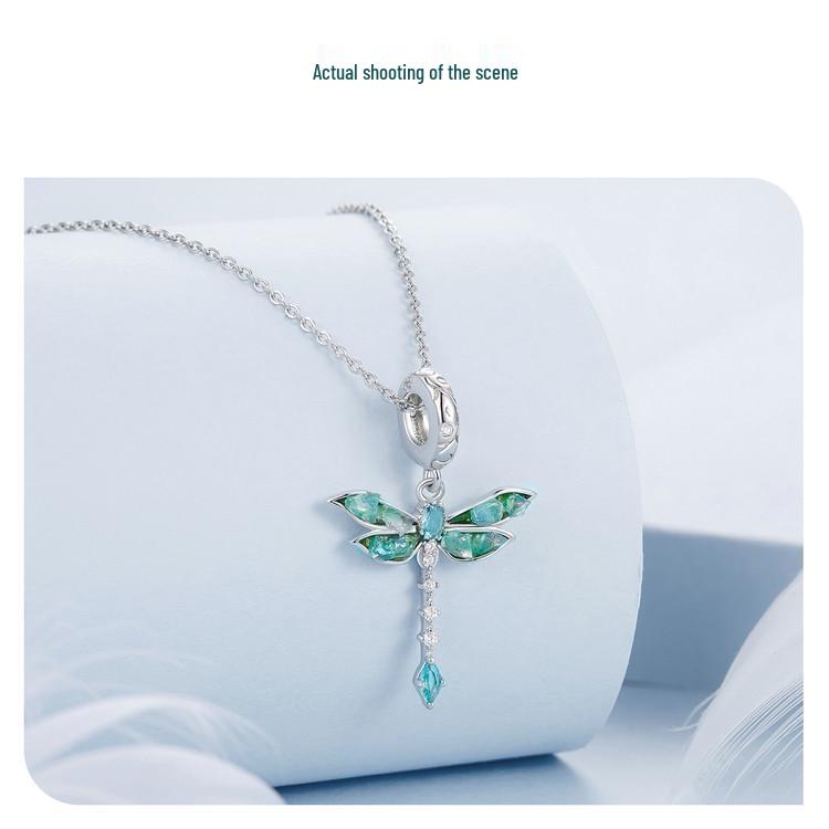 Avle Pendentif Libellule Exquis: Argent Sterling S925, Plaqué Platine, Bijoux Perlés DIY.