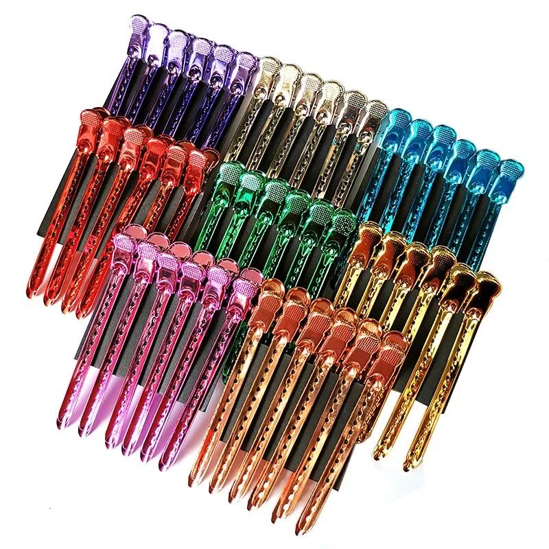 12pcs Alligator Hair Clips Metal Hairdressing Clamps Claws Barber Hairgrip Sectioning Clip Crocodile Hairpin Hair Styling Tools
