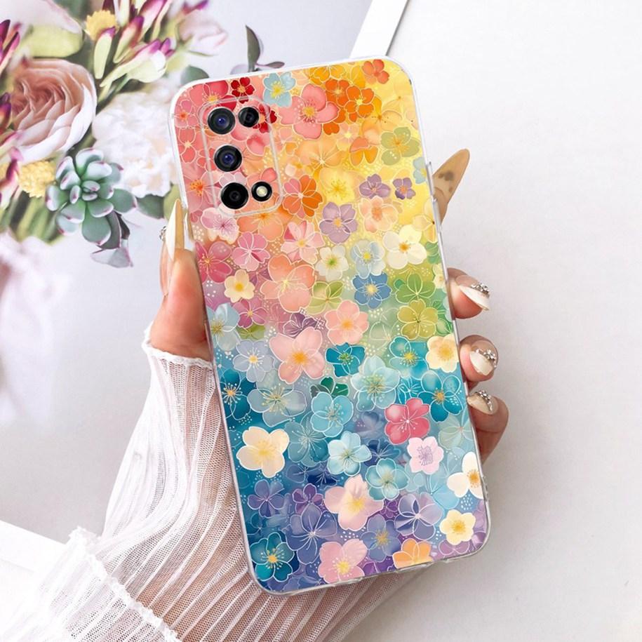 Für Realme 7 5G Hülle Narzo 30 Pro 5G Cover RMX2111 Neues Mode Blumenmuster Weicher Silikon Bumper Für Realme V5 Q2 Fundas Coque