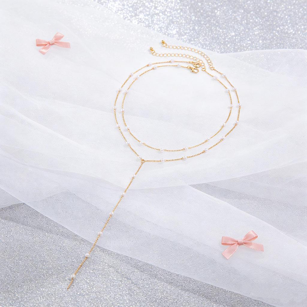 European and American Faux Pearl Geometric Necklace - Versatile Summer Jewelry for Women
