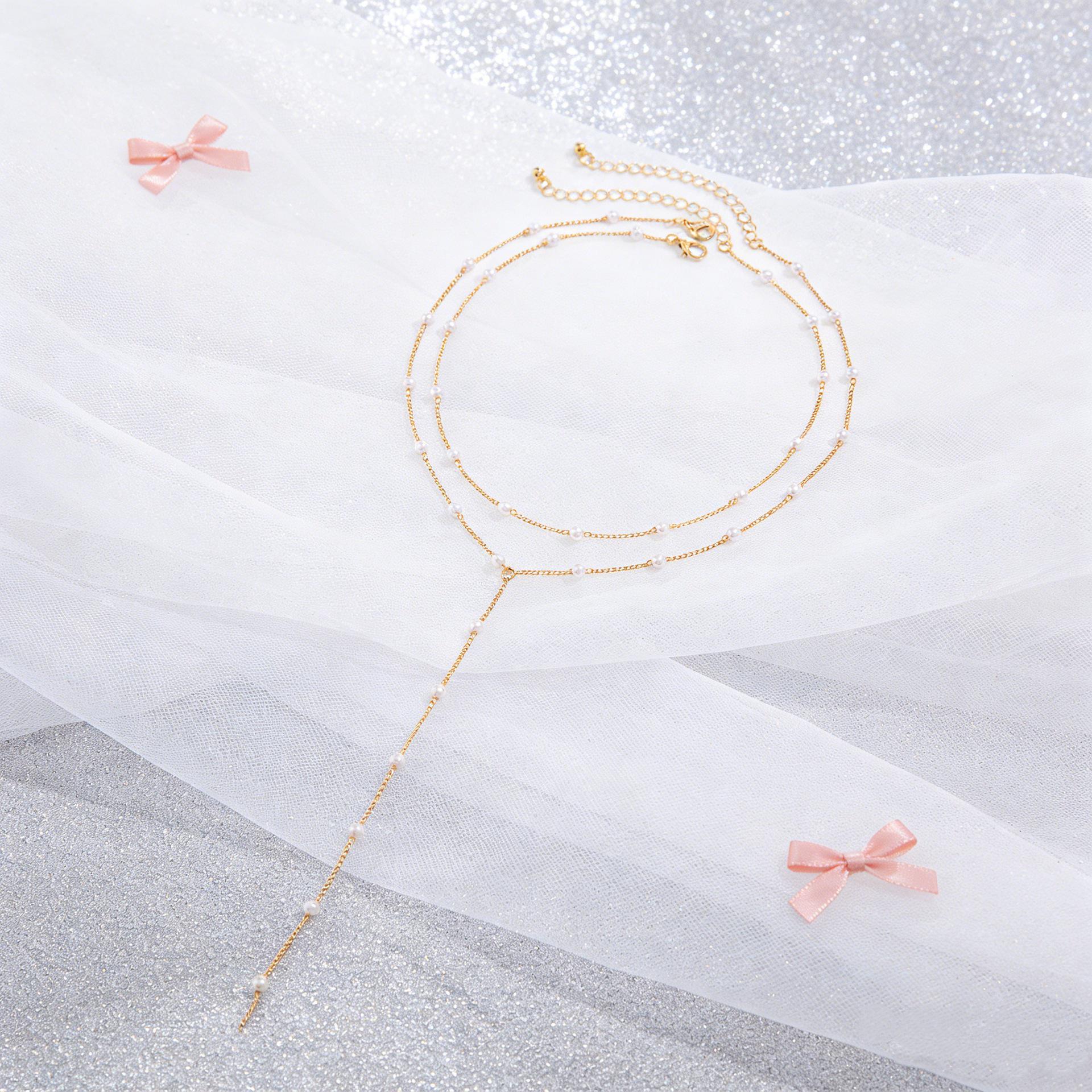 

European and American Faux Pearl Geometric Necklace - Versatile Summer Jewelry for Women