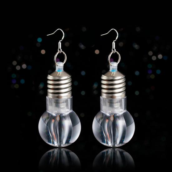 Silver Plated LED Bulb Lighting Hook Earrings Party Pub Club Women Jewelry Decor