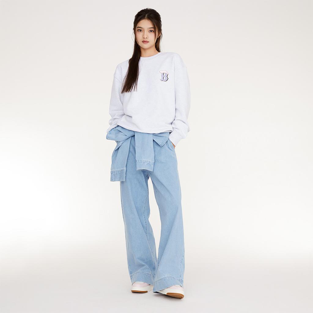 New MLB Boston Red Sox LIKE Collection 24FW Crewneck Sweatshirt Unisex Light Heather Gray 3AMTL0134-43MGL