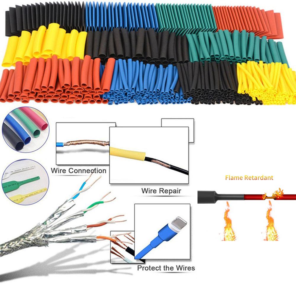 127-750Pcs Heat Shrink Sleeving Tube Assortment Kit Shrinkage Sheath Connection Wire Wrap Cable Waterproof Electrical Insulation