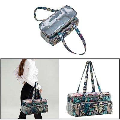 Lightweight Knitting Tote Bag Yarn Storage with Clear PVC Top for Carrying Projects, Needles, Crochet Hooks and Other Accessories