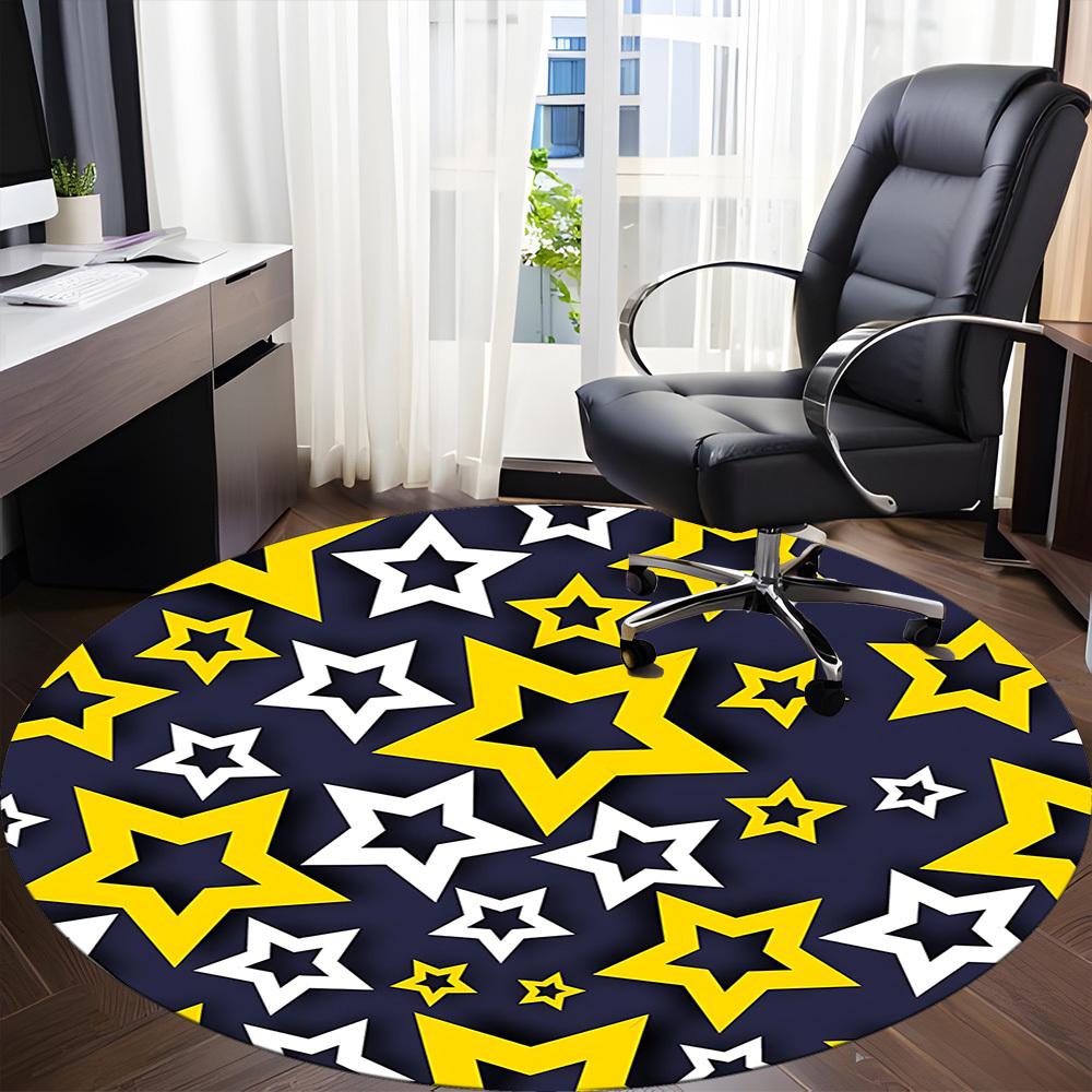 1pc Stars Night Office Round Area Rug, Indoor Mat Suitable For Office, Under Office Chairs Bedroom Living Room Home Decor, Room Deco