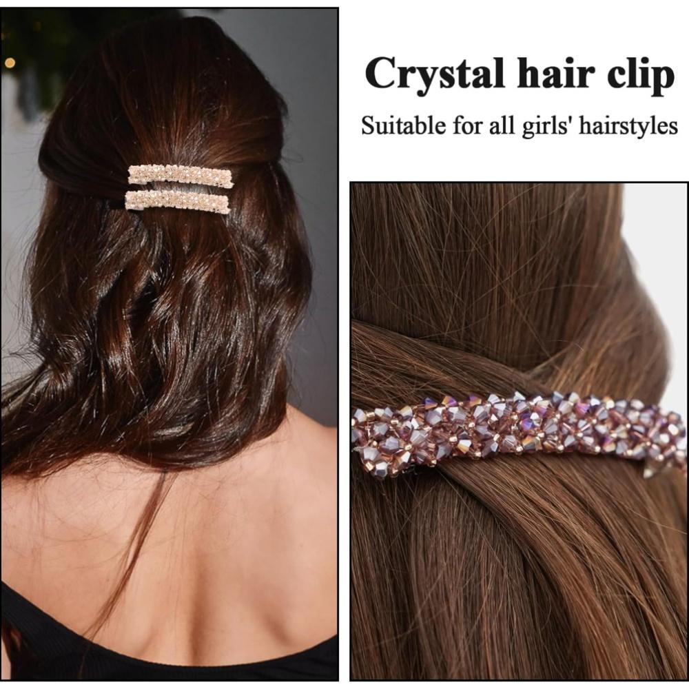 Crystal Rhinestone Hair Slide Clip - Star Shaped Plastic Barrette for Women, Shiny Bling French Hair Clasp for Fine Hair, Elegant Hair Accessory