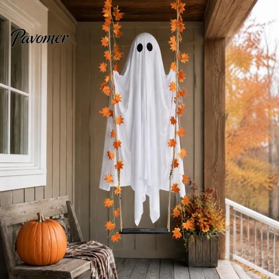 Waterproof Patio Tree Hanging Props Swinging Ghost Halloween Decoration for Outdoor Garden Yard, Weighted Fabric Flying on A Large Decorations
