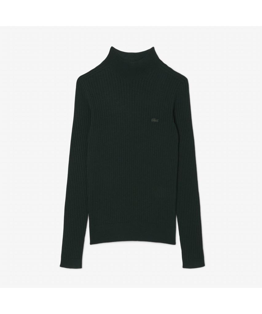 LACOSTE Women'S Ribbed Merino Wool Mock Neck Sweater Af4189-55N Yzp