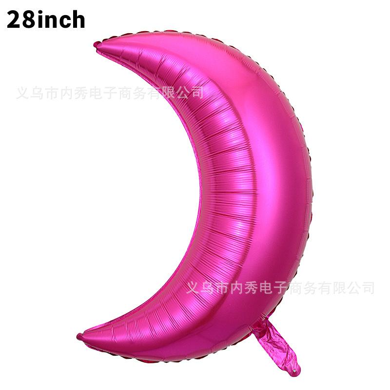 28-Inch Moon Balloon Modeling Birthday Party Arrangement Decorative Atmosphere Balloon Skinny Silver Moon Aluminum Film Balloon
