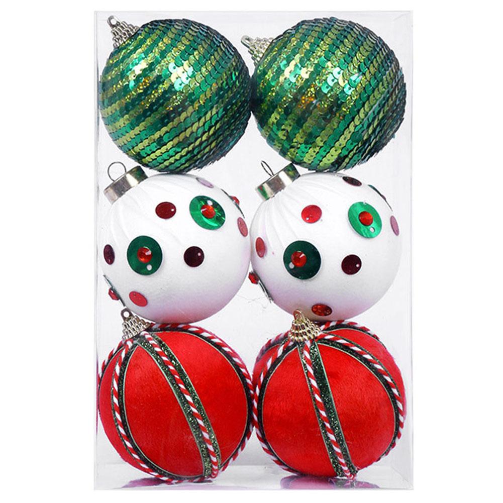 6 Pieces Foam Christmas Ball Set 8cm Ornaments with Hanging Loops for Tree Home Holiday Office and Event Decoration