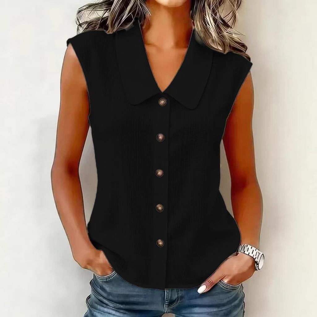 Summer Women's Solid Color V-neck Sleeveless Knit Button Cami Top, Fashion Casual Streetwear for Women