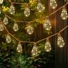Solar Hemp Rope Fairy String Lights Waterproof Outdoor Decorative Lights for Patio Garden Party Decor