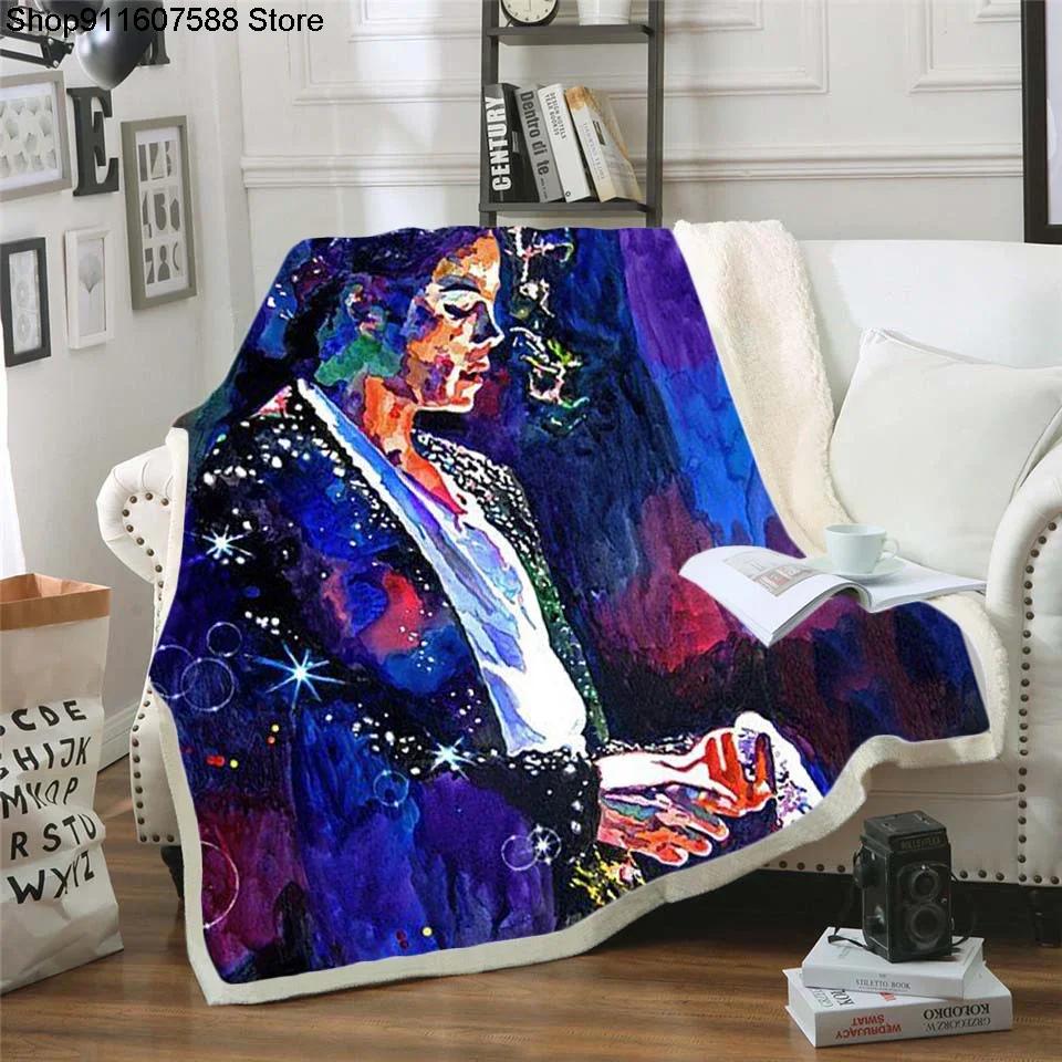 Coperta in Pile Stampata 3D di Michael Jackson per Letti Trapunta Spessa Copriletto alla Moda Coperta Sherpa per Adulti Bambini Adolescenti 100x150cm