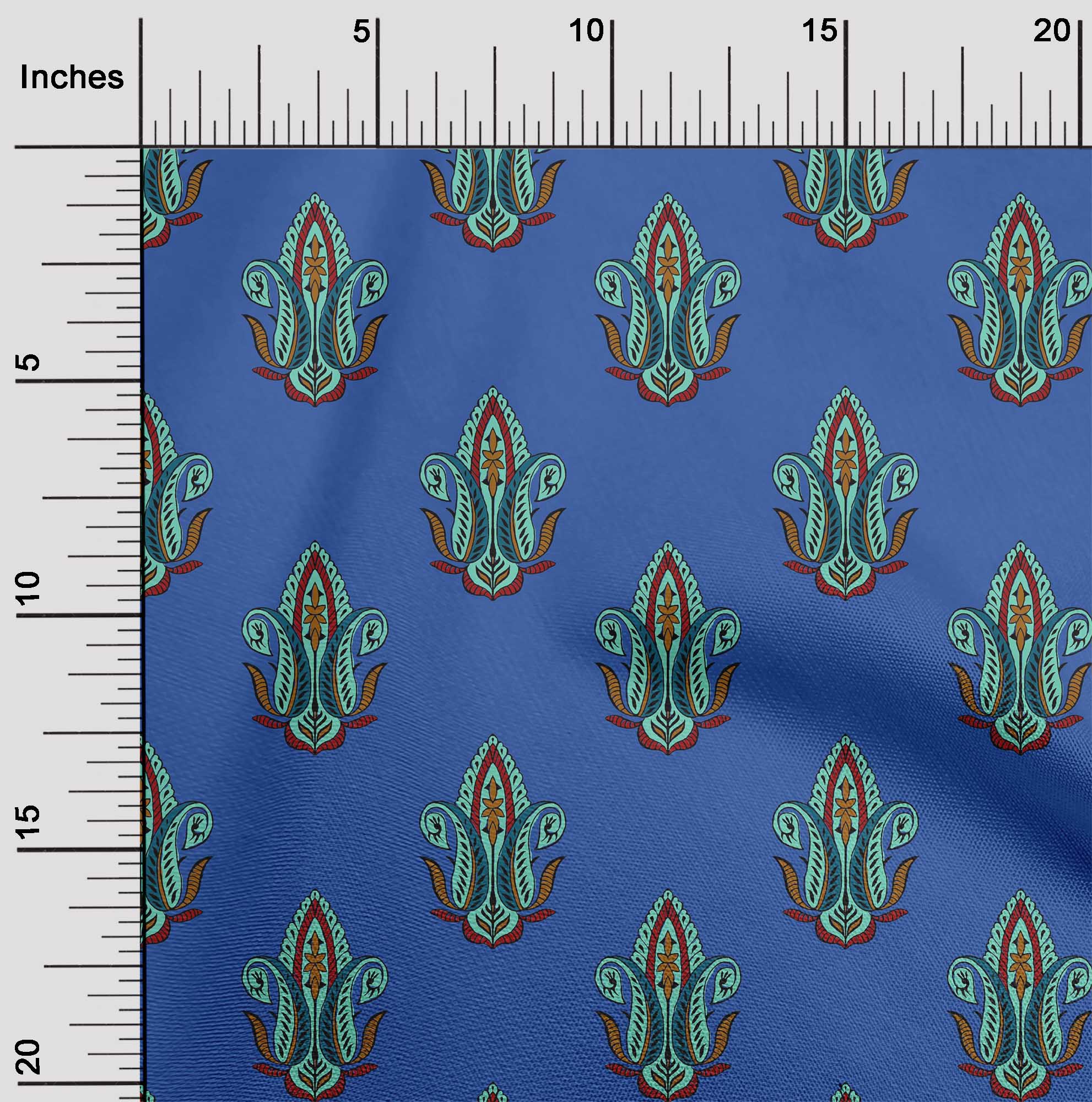 

oneOone Cotton Flex Dark Navy Blue Fabric Leaves & Paisley Block Sewing Craft Projects Fabric Prints By Yard 40 Inch 42 Inch Wide - Viscose Chiffon синій