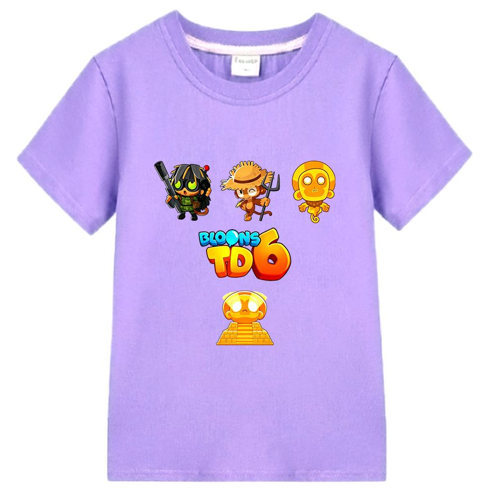 Spiel Bloons TD 6 Kinder T-Shirt 100% Baumwolle Cartoon Druck Kinder T-Shirts Streetwear Jungen Mädchen Oberteile Rundhals Kurzarm Sommer