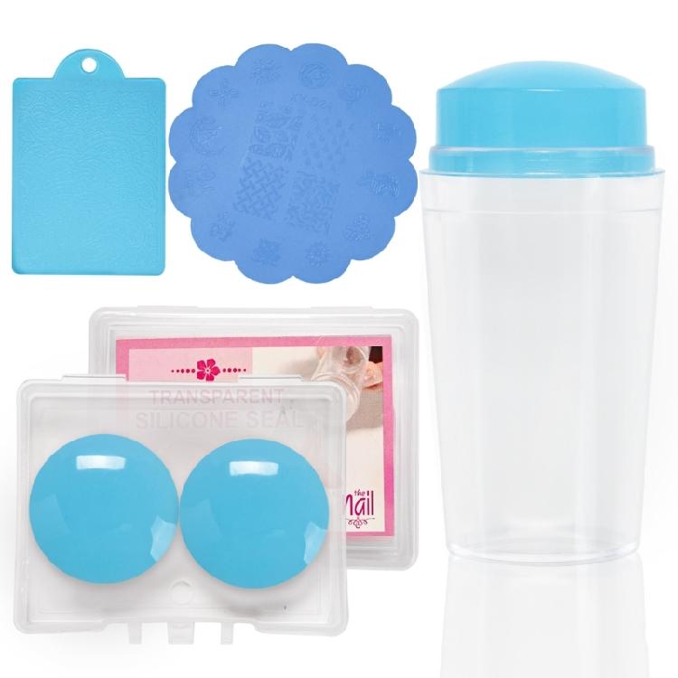 4 Pcs Nail Stamper Set Silicone Jelly Stamper with Scraper Nail Art Stamper SetFrench Tip Nail Stamp 1 синий