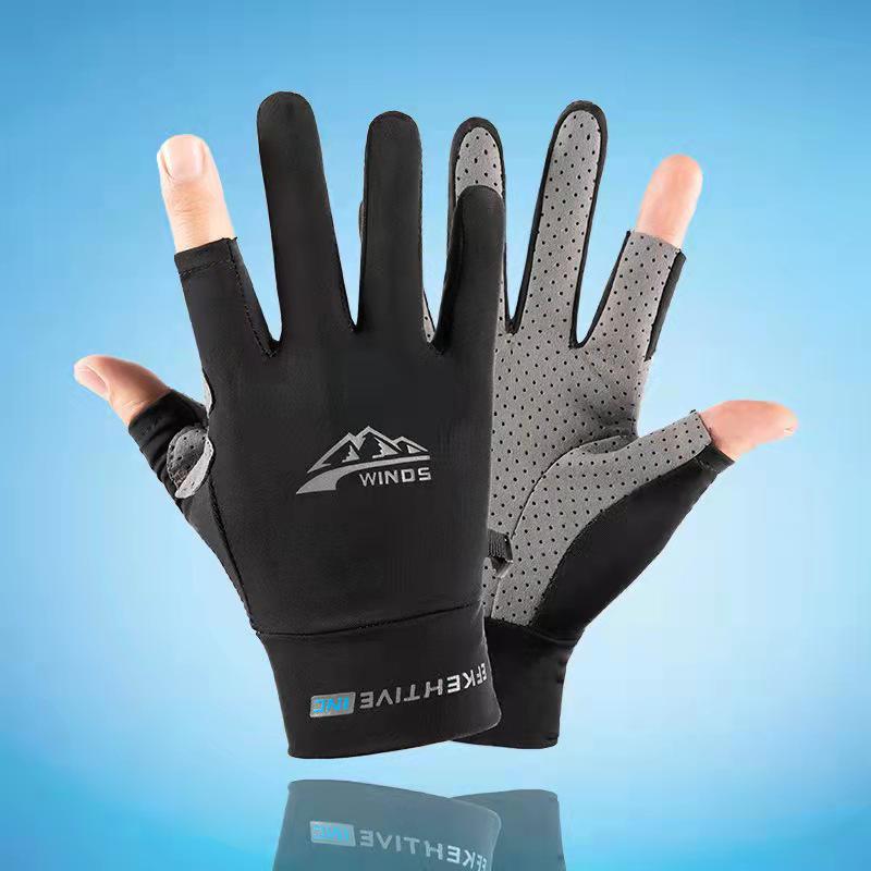 Unisex Outdoor Two-Finger Fishing Gloves: Thin, Wear-Resistant for Cycling, Mountaineering, Sports, and Delivery Riders.