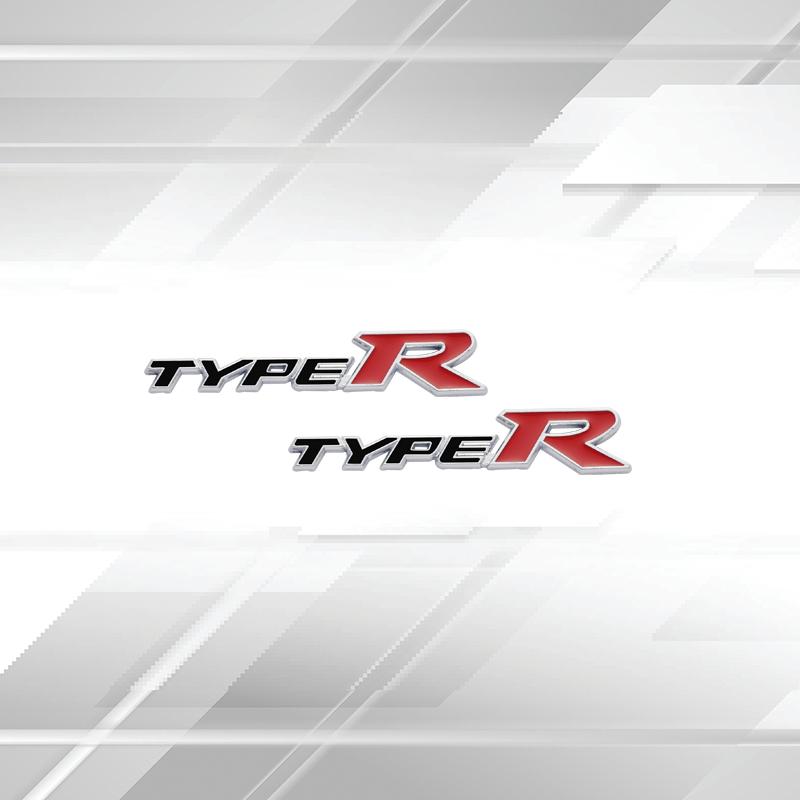 

2Psc Car Badges Type R Trunk Emblem Metal Stickers Body Decals Letter Decor For Honda Civic City CR-V XR-V HR-V Accord FIT Jazz