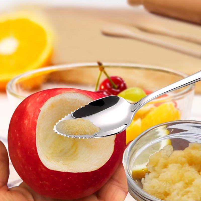 Cucchiaio Ispessito in Acciaio Inossidabile Cucchiaio da Dessert alla Moda con Design a Bordo Seghettato Cucina Sala da Pranzo Cucchiaini per Frutta Anguria
