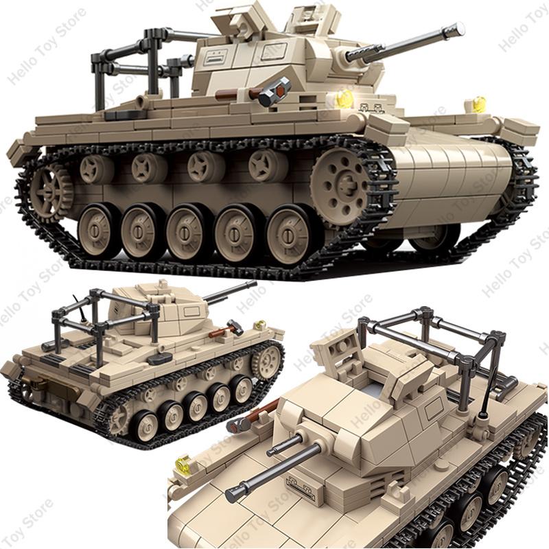 WW2 Military German Army Classic Model No.2 C-type Artillery Observation Panzer II Tank Building Blocks Figures Bricks Toys Gift
