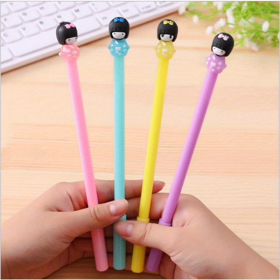 Back To School Season 10pcs 0.5mm Cute Doll Neutral Pen Creative Cartoon Kimono Girl Avatar Neutral Pen Black Water Pen Sign Pen.