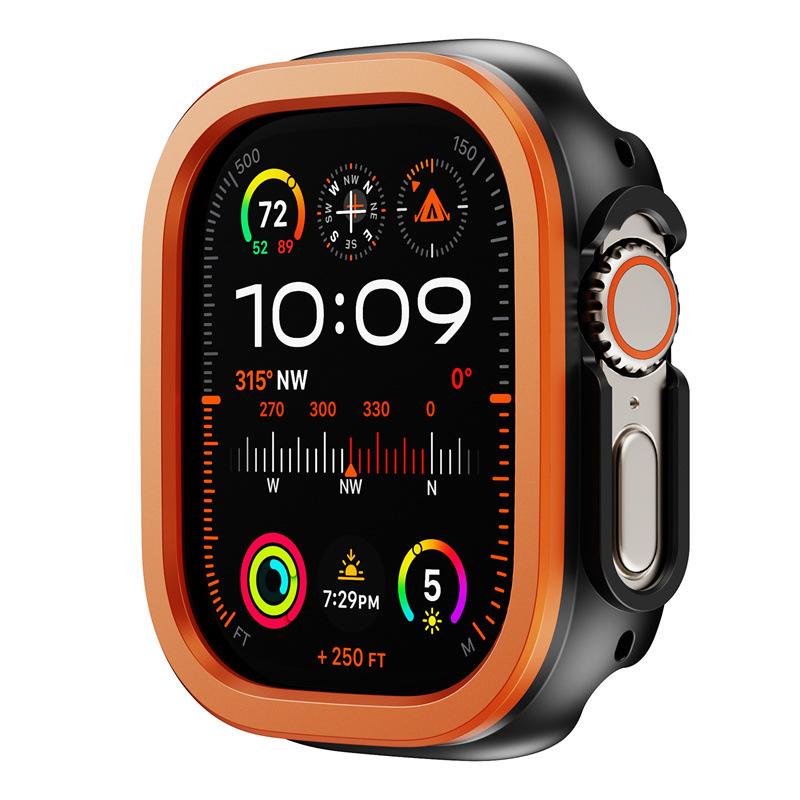 

Aluminum Alloy metal +TPU Case For Apple Watch Ultra 49mm 45mm 41mm Bumper Frame Housing Protector iWatch Series SE 9 8 Ultra 7 49mm For Ultra оранжевый