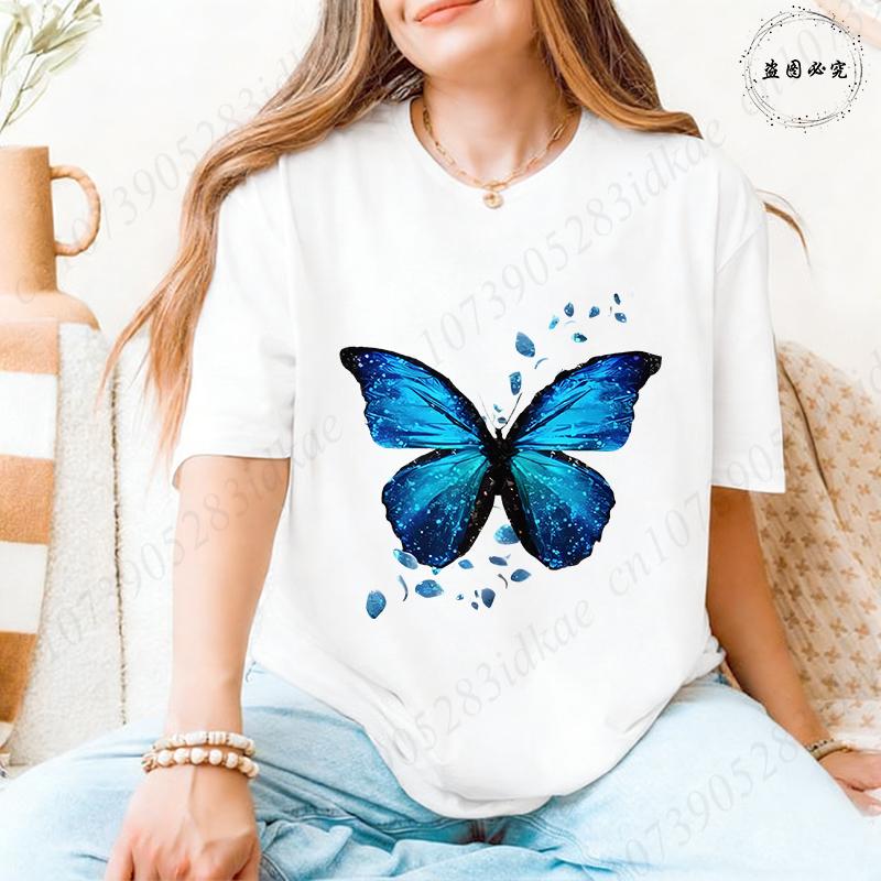 Fashion Butterflies Autism Awareness T-Shirt Women Clothing Summer Breathable Tops Short Sleeve Soft Comfortable Tee Shirt